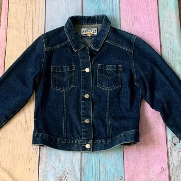 Blue asphalt dark blue denim jacket size large fitted style - Picture 3 of 8